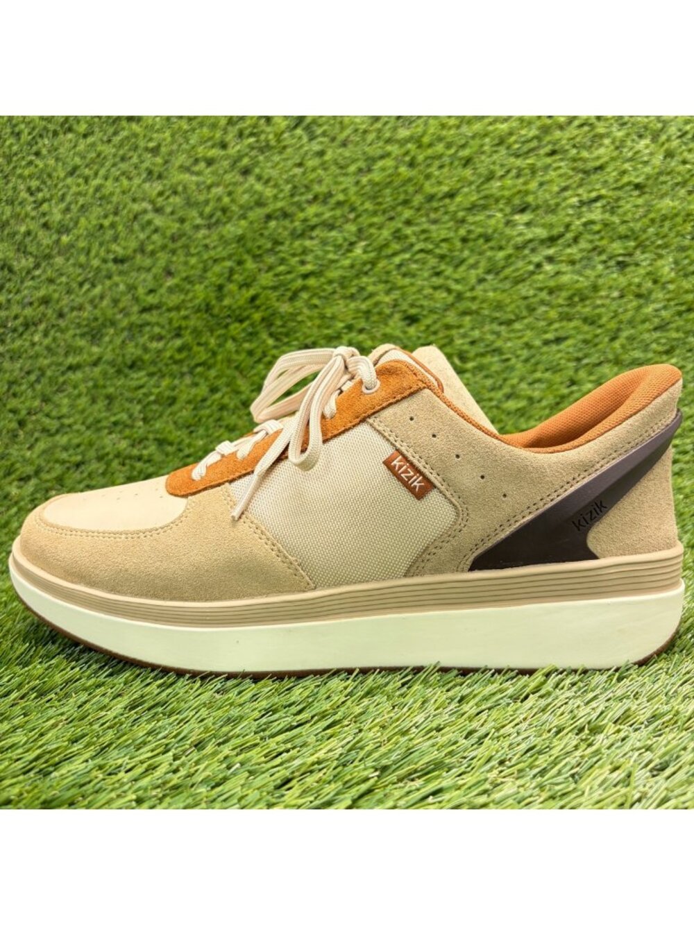 Kizik Brisbane Womens Size 11.5EE Ivory Brown Athletic Running Shoes Sneakers